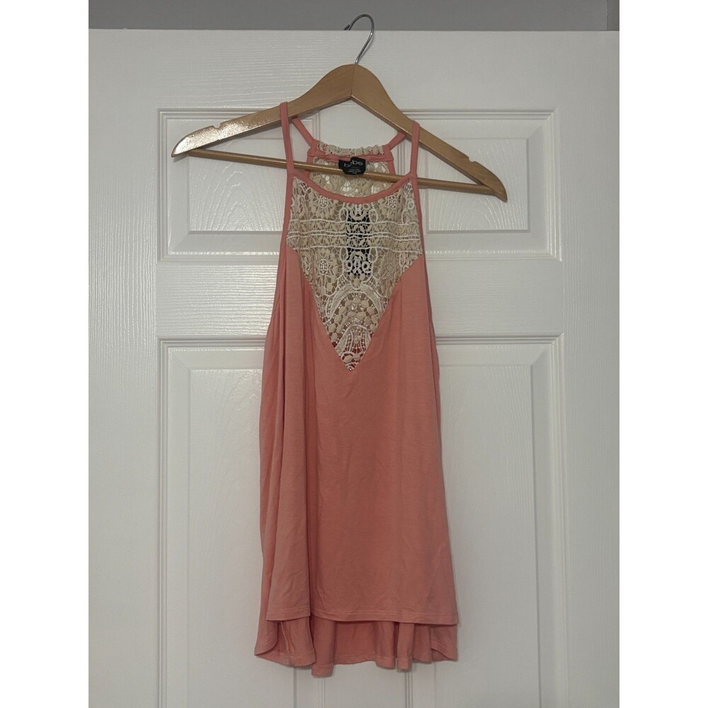 Bebe Crochet Lace Yoke Cami Womens XL Peach Babydoll Coquette Boho Chic Y2K